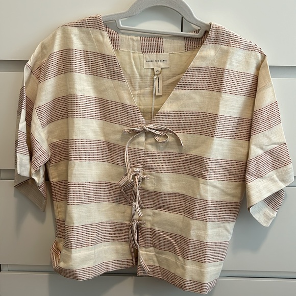 Laude the Label Baker Top and Everyday Short Set in Ticker Terracotta Stripe - Picture 6 of 11